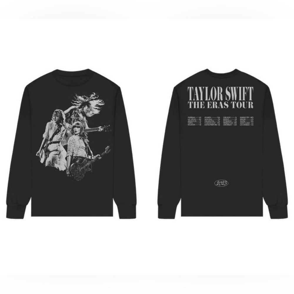 Taylor Swift The Eras Tour Black Long Sleeve Shirt Graphic Collage 2023 Photos - Picture 1 of 9